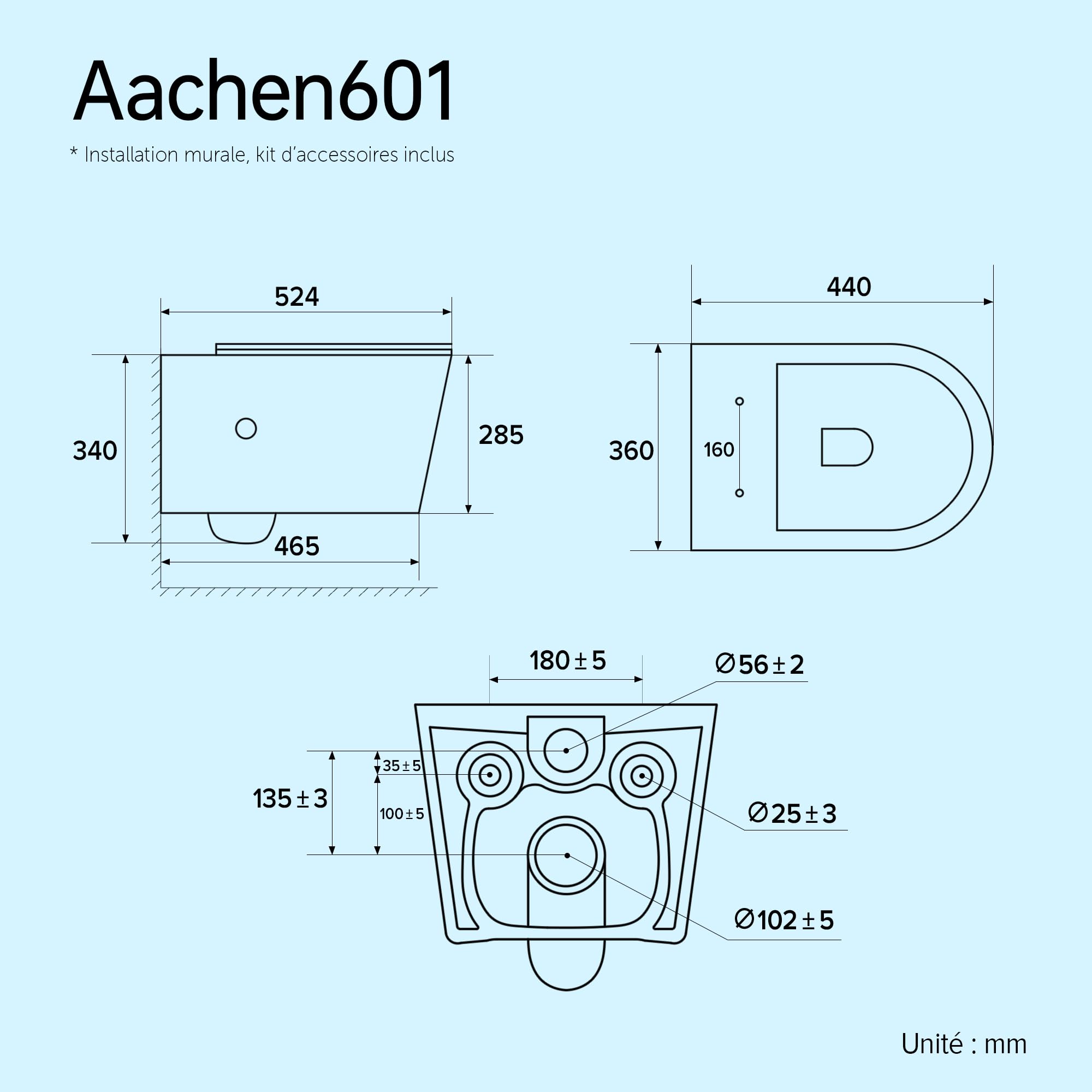 doporro WC Suspendu Blanc Cuvette Céramique avec Fonction de Bidet | Abattant Silencieux, avec Frein de Chute, Aachen601