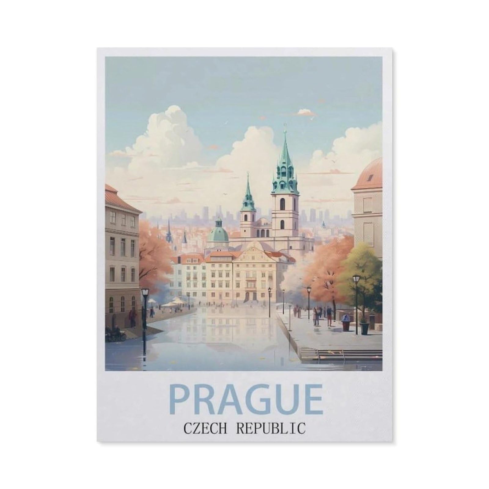 Funny Metal Tin Sign Wall Decor，Prague Czech Republic(20x30cm）