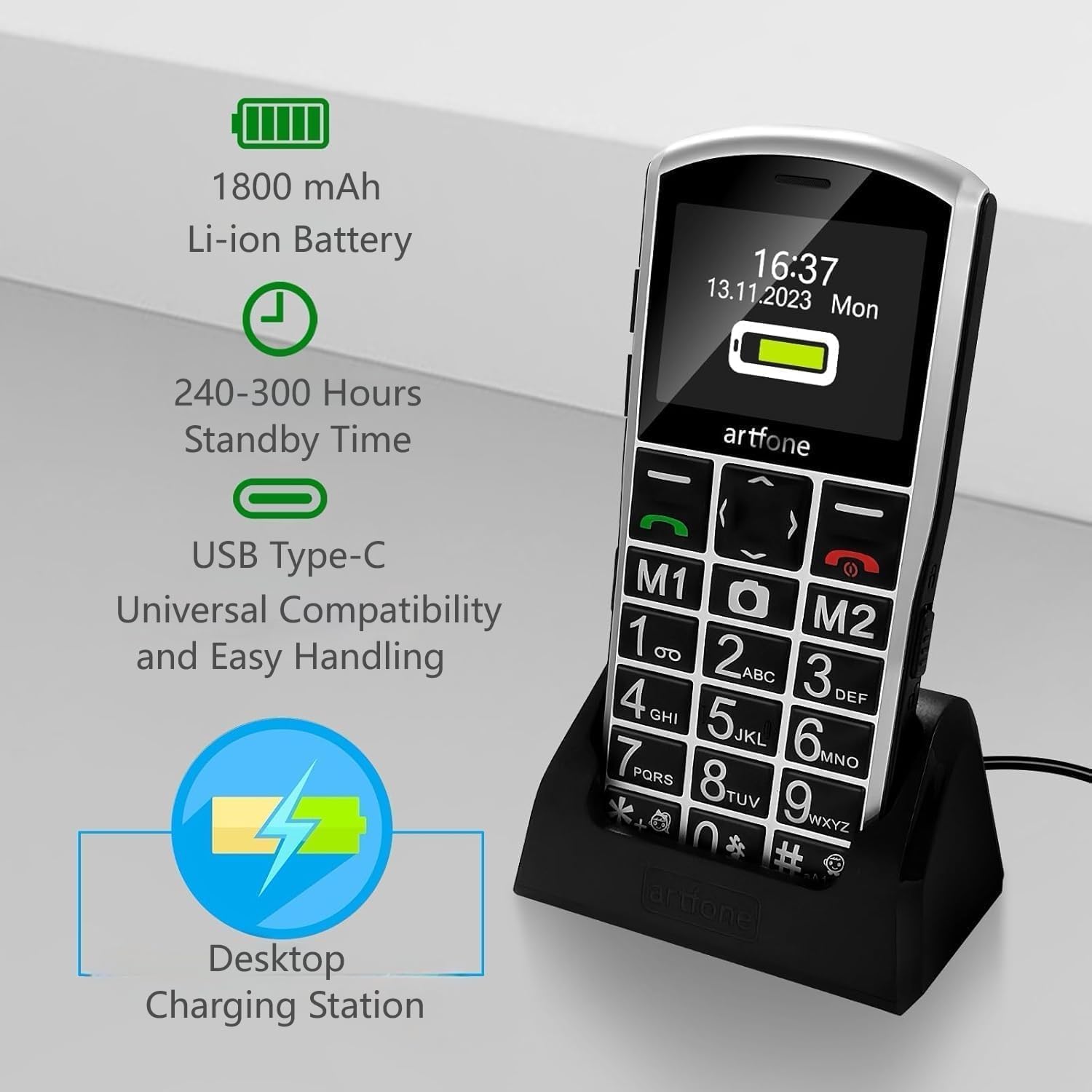 artfone A400 Pro 4G - Telefono cellulare per anziani, senza contratto