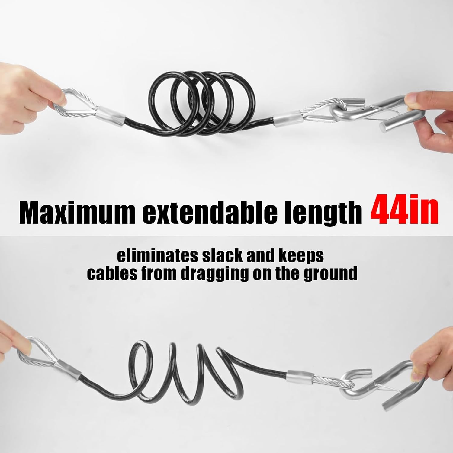 44" Trailer Safety Cables with Hooks Tow Straps 2-Pack Safety Chains Towing Trailer 5000 Lbs Break Strength Boat Chains with Hooks for Ultimate Security - Image 8