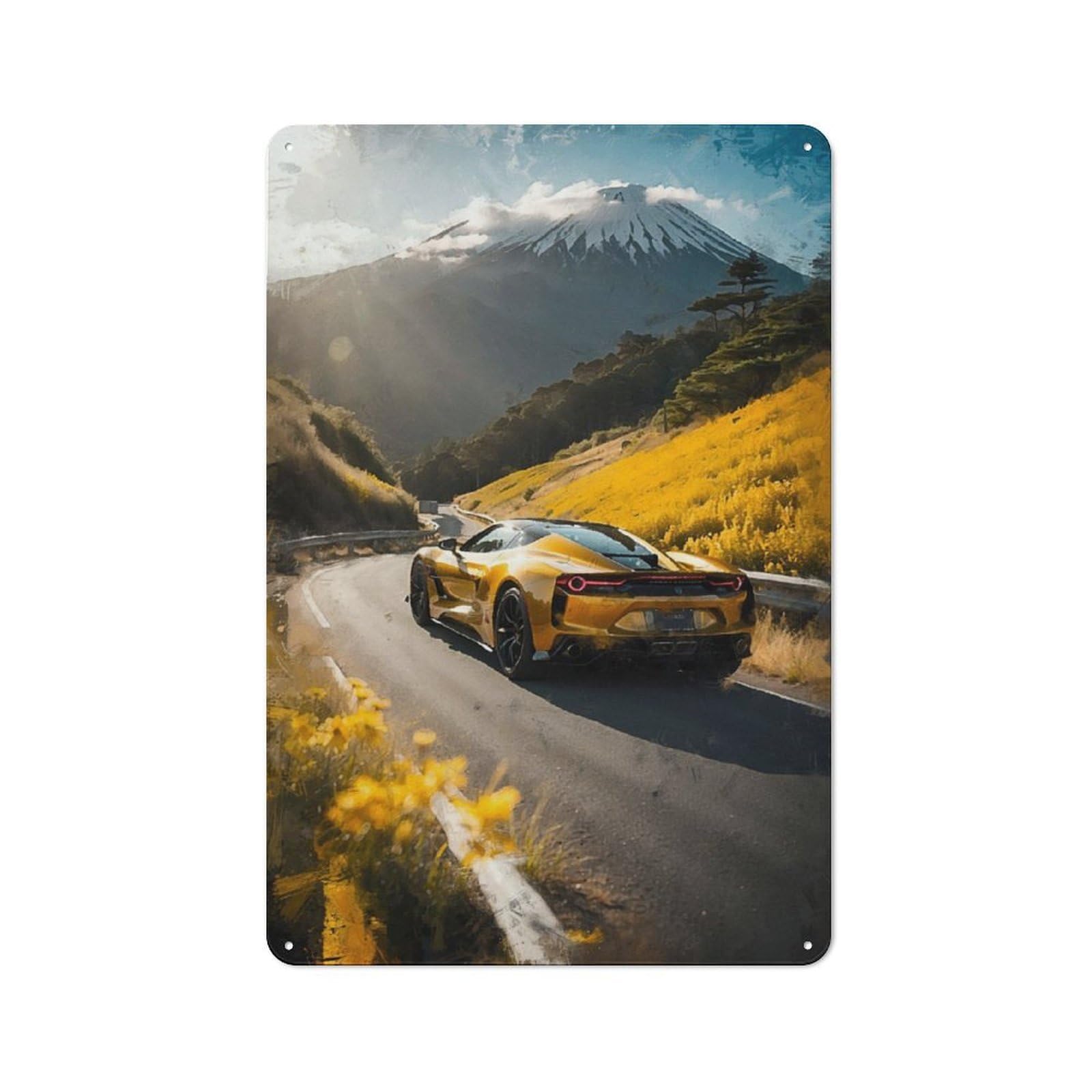 Junmoney Chasing The Horizon Rustic Tin Sign 30X20cm Featuring For Garage Or Workshop, For Updating Garage And Workshop After Moving