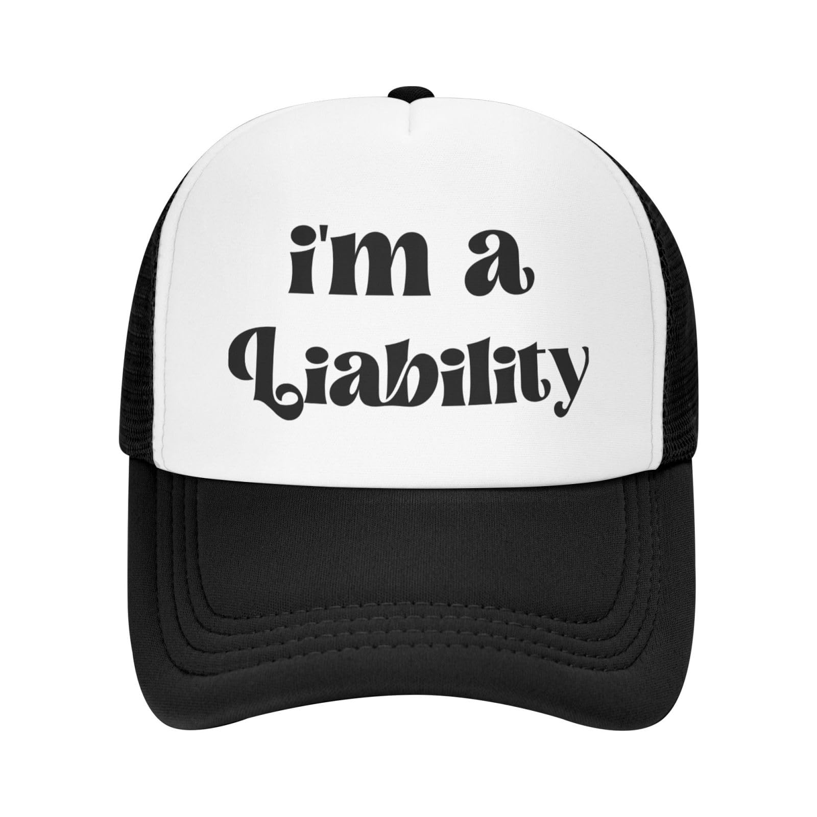 Funny Trucker Hat - Humorous Novelty Gift Cap for Friends, Family,Father,Mom, Stepmom, Grandma, Wife,Husband or Partner, I'm a Liability - Black, One size