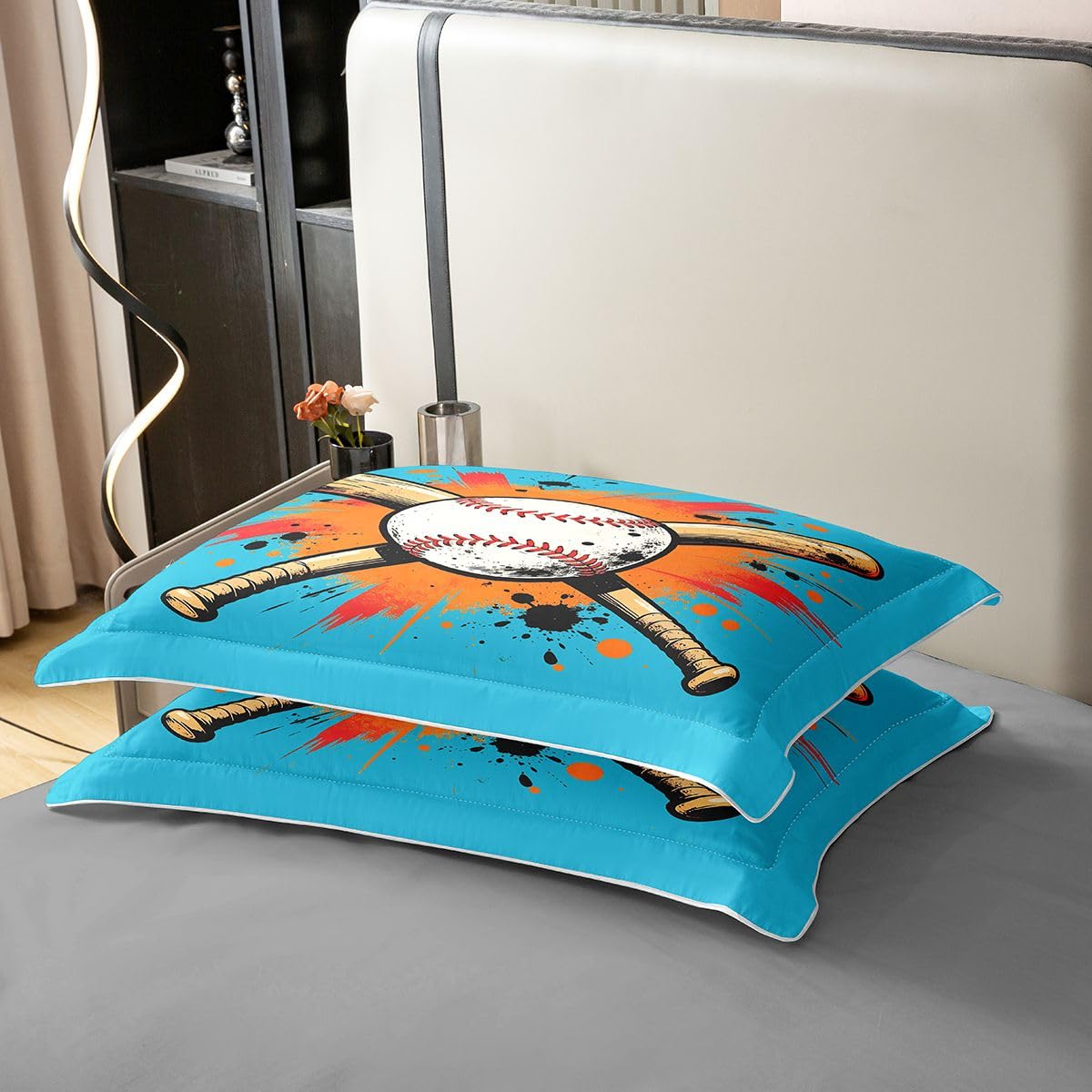 Set da baseball 3D 100% cotone naturale coperta S dimensione baseball pipipistrello classico retrò arte graffiti set di biancheria da letto ballsport a tema coperta, 2 pezzi