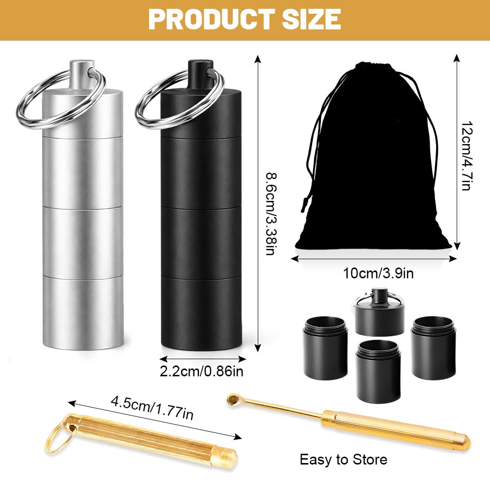 Lot de 2 Mini Pot à épices Avec Sac à Cordon et Cuillère,Boite a Epice Camping,SZMK Pot Epice Voyage Portable,Mini Salière Aluminium,Flacon Epices Cuisine,Petit Bocal à épices pour BBQ, Pique-Nique
