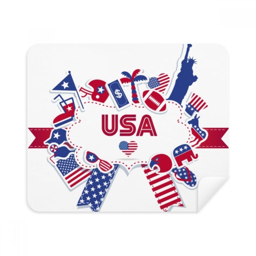 USA Flag Independence Day Celebration Cleaning Cloth Screen Cleaner 2pcs Suede Fabric