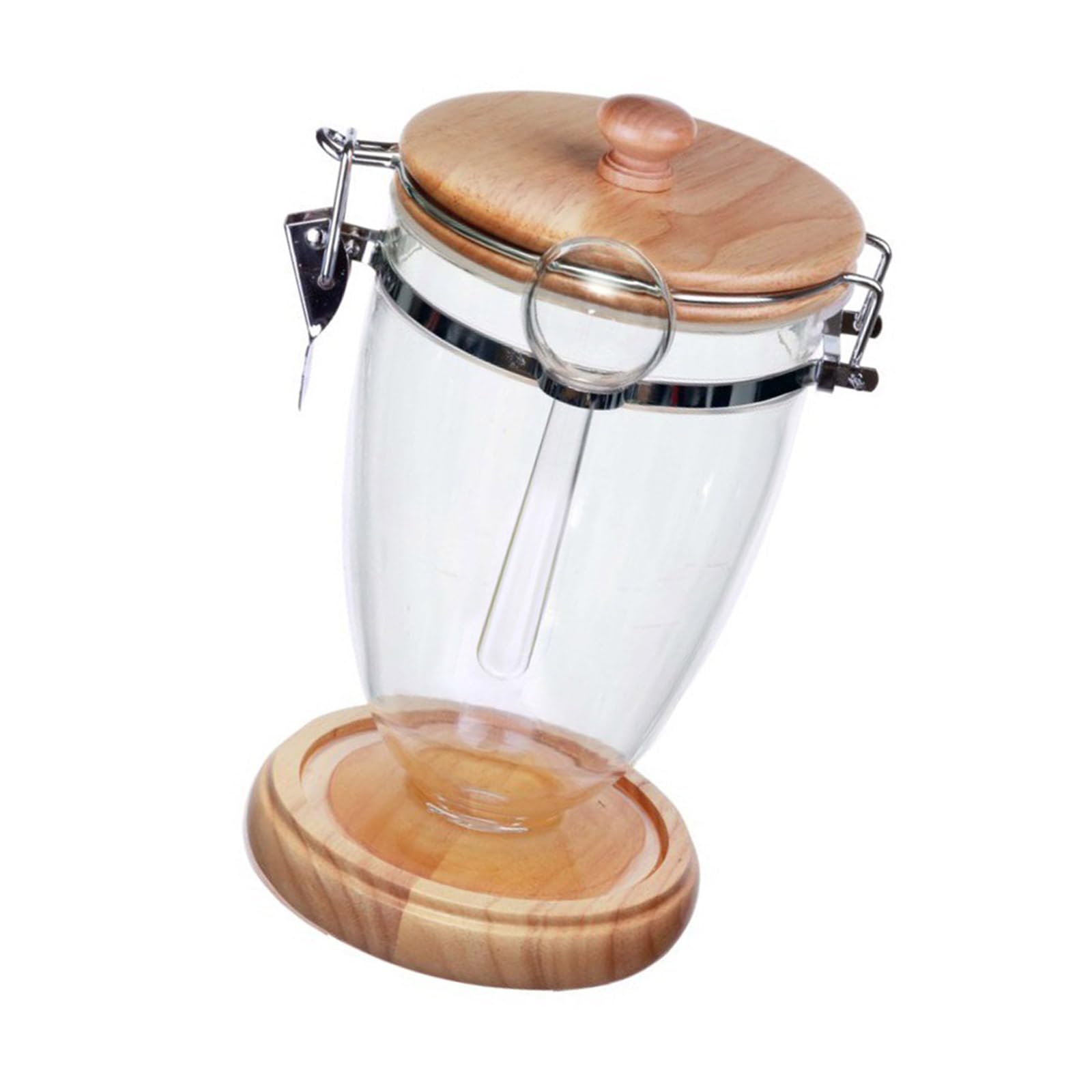 Piceioep Airtights Sealed Storage Jar for Coffee and Dry Goods Featuring Acrylic Body and Wood Lid Coffee Storage