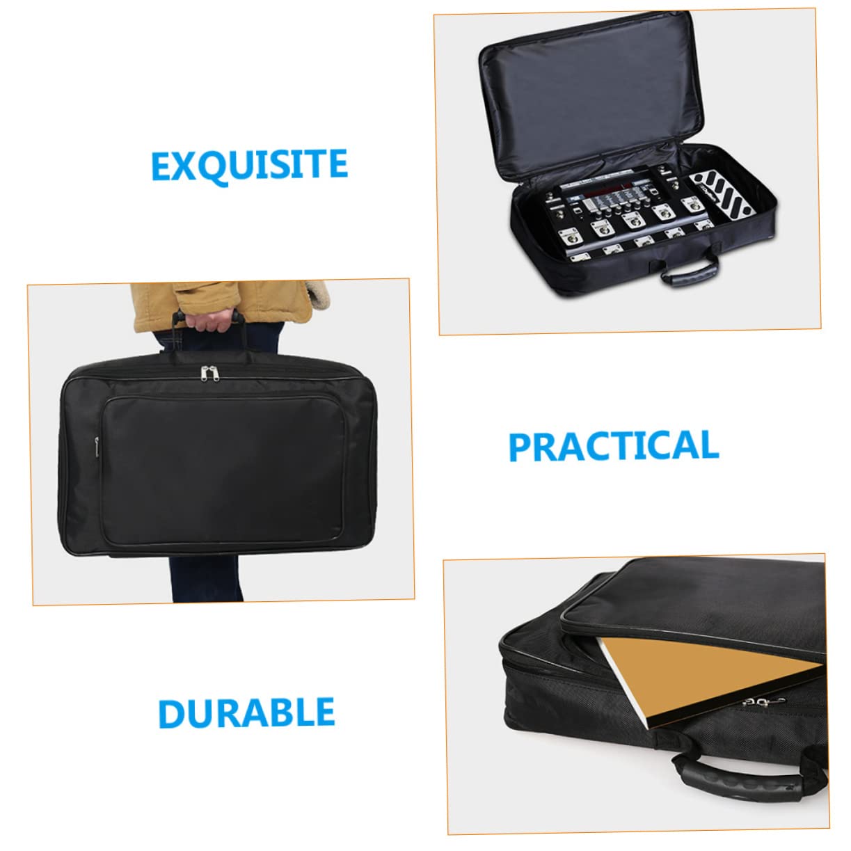 OSOLADY Convenient Portable Audio Effector Storage Bag Durable Oxford Cloth for Guitarists Easy to Carry for Performances Black Design