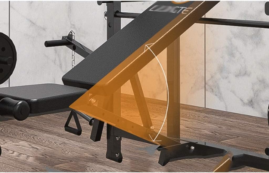 Gym Weight Bench Full Body Exercise Weightlifting Bed Adjustable Olympic Weight Bench with Leg Developer and Squat Rack Lifting Machine Strength Training Benches (Color : A) (B)