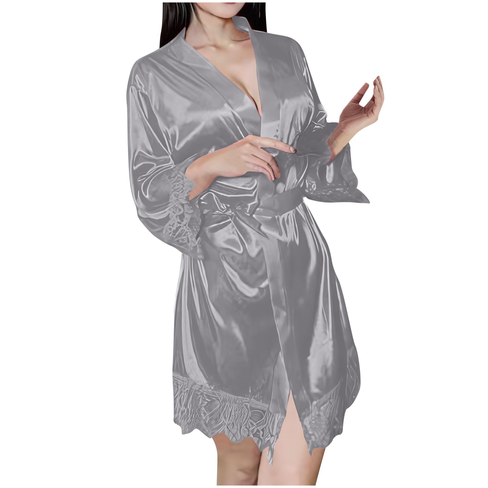 Silk Robes for Women Lightweight Long Sleeve Bathrobes Quick Drying Bath Bridesmaid Lingerie Kimono Loungewear