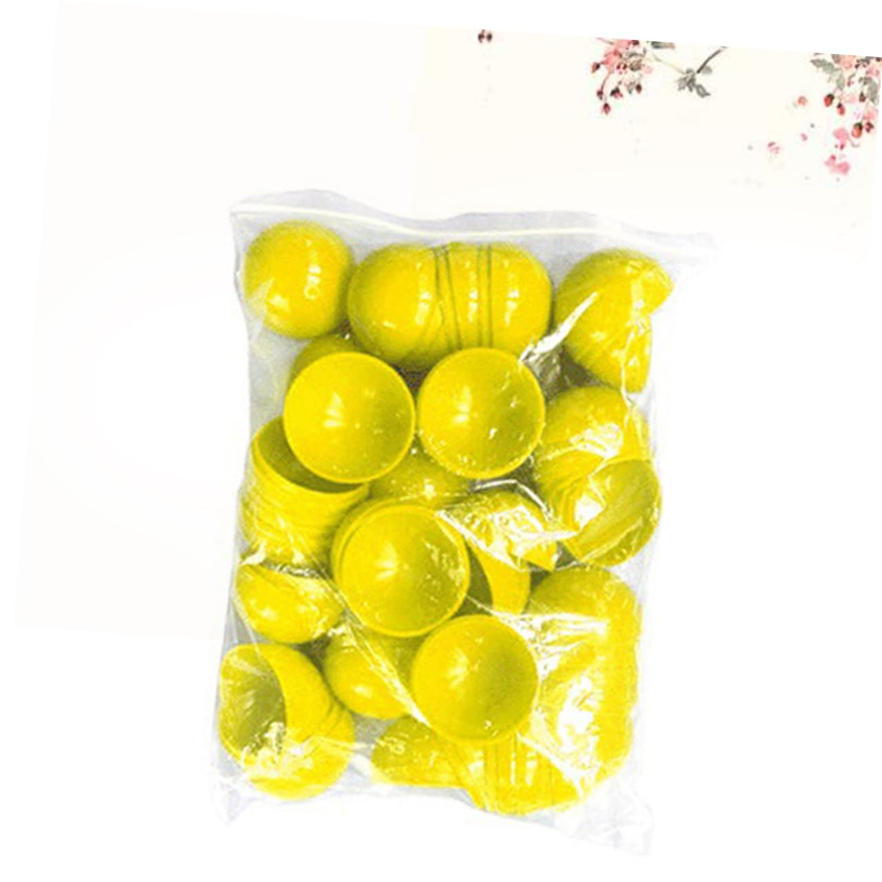 UKCOCO Boules de Loterie Creuses Colorées pour Jeux et Fêtes, Diamètre 40 Mm, Polypropylène Jaune, Lot de 50 Pièces, Activité Ludique et Événementielle pour Garçon et Filles et Adultes