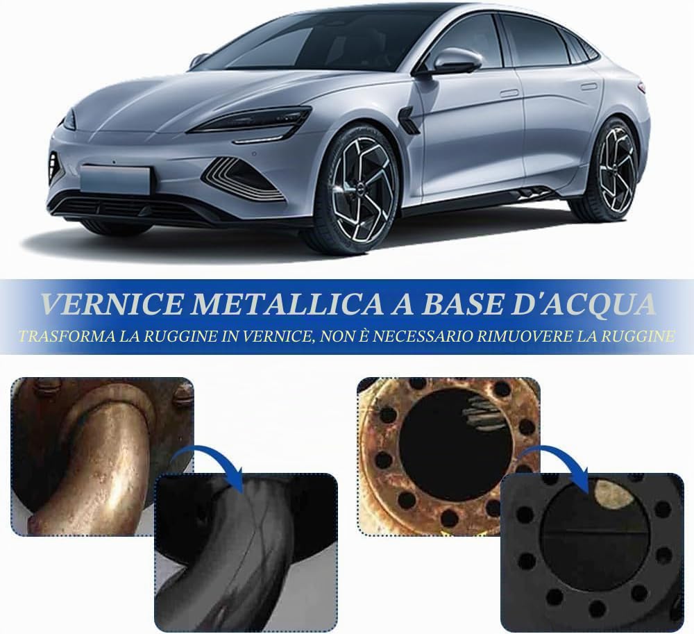 Rimuovi Ruggine Spray 100ml, Pulitore Antiruggine Multiuso per Metallo, Auto, Bici e Catena della Bicicletta, Rimuove Polvere di Ferro e Residui di Freno