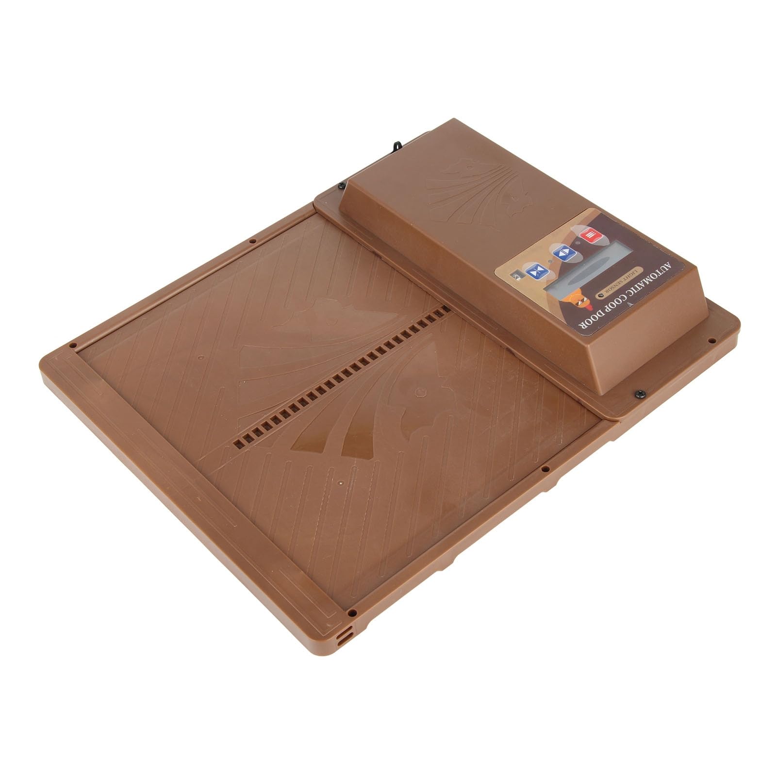 Porte de Poulailler Automatique Solaire, Ouverture Horizontale, avec Télécommande et Capteur de Lumière, USB, Marron