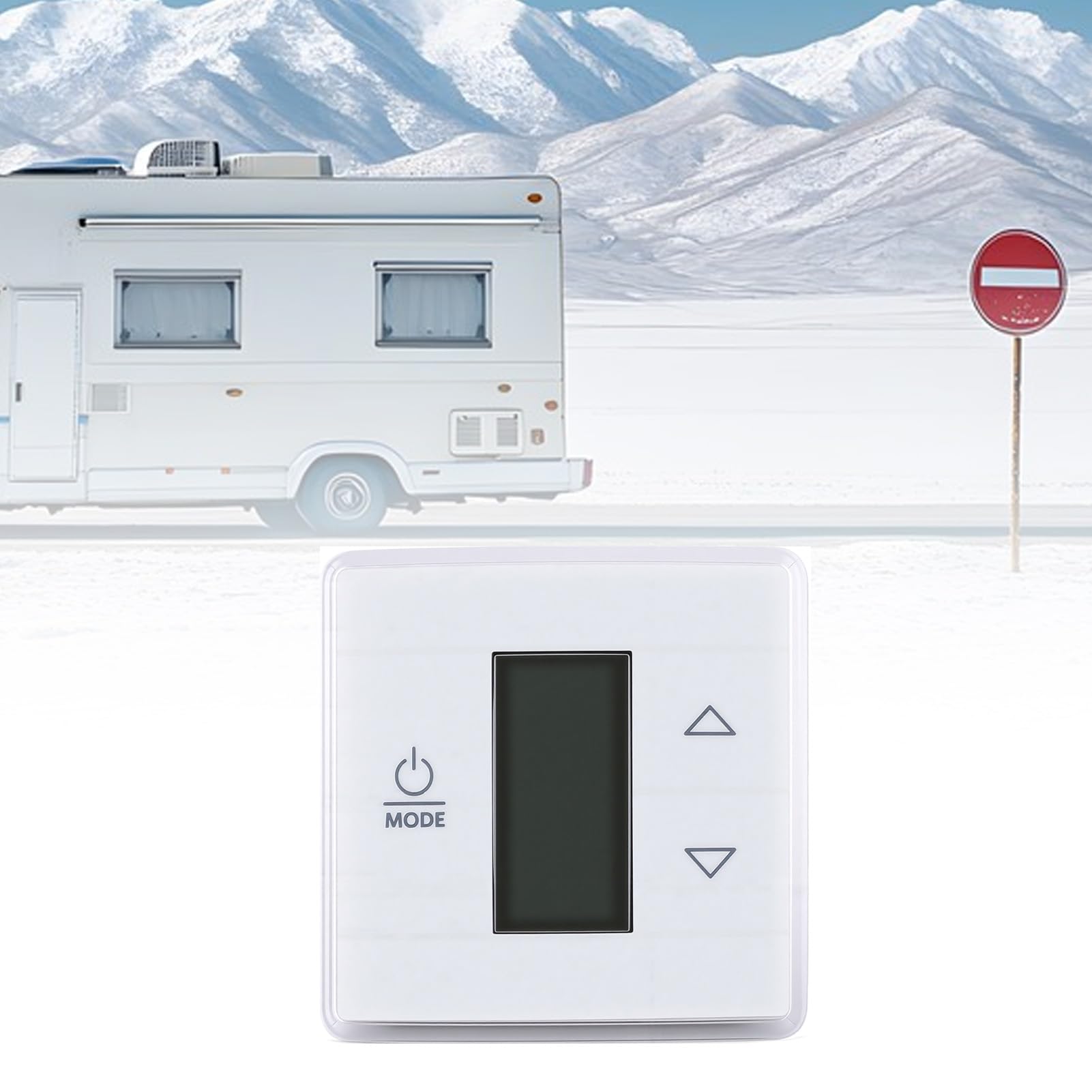 banapoy 3316230.000 Zestaw Termostatu ściennego do Jednostrefowego RV ze skrzynką przekaźnikową, Cyfrowy Termostat ścienny z Wyświetlaczem Heat Cool, do Klimatyzatorów