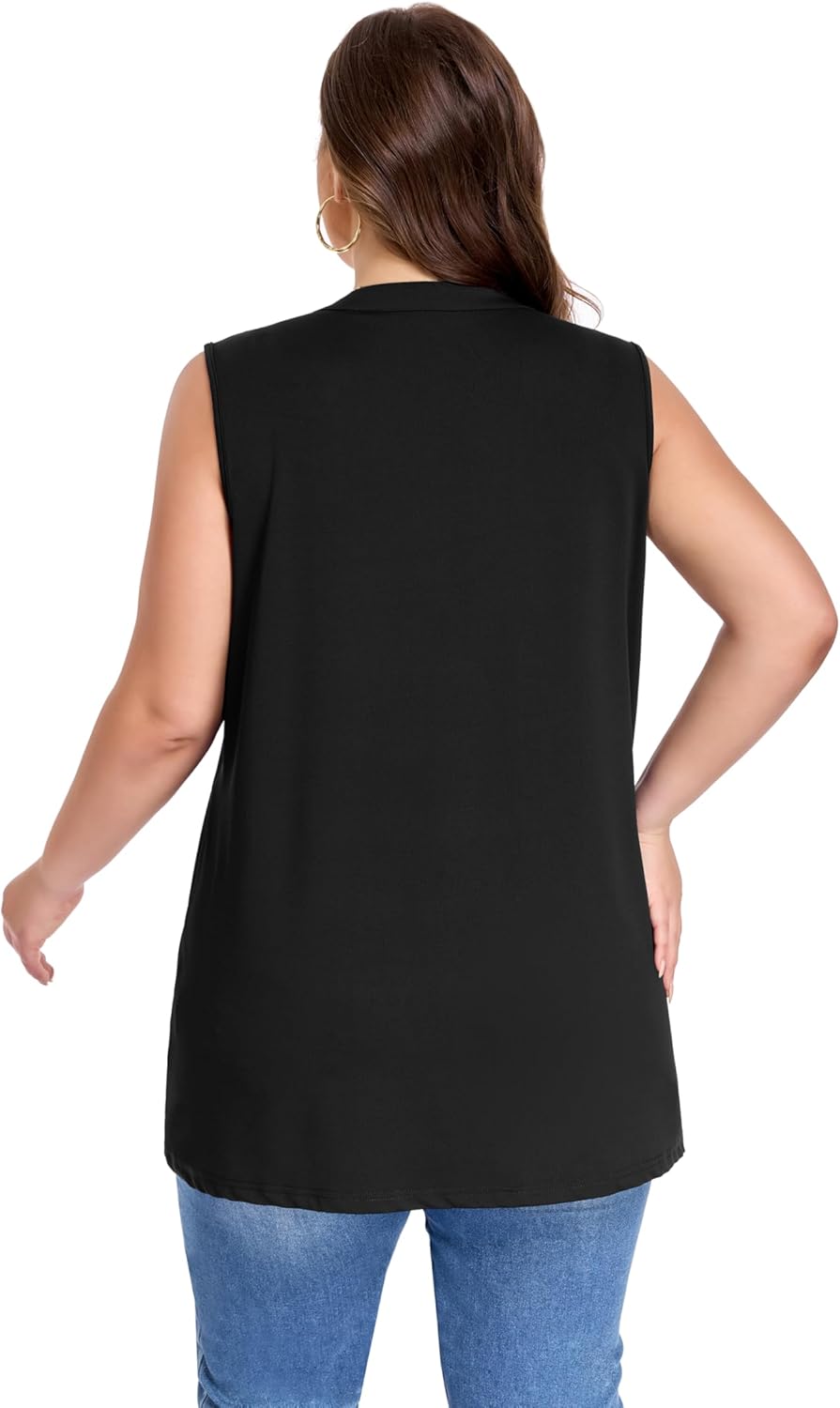 Plus Size Lightweight Sleeveless Cardigan for Women 2026 with Pockets Casual Soft Knit Duster Coat Vest with Cozy - Image 4