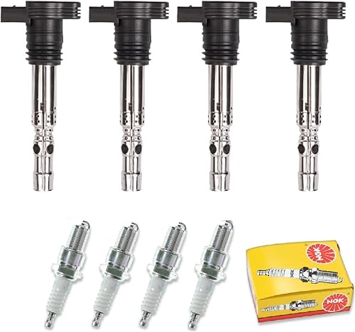 Bobina de encendido y bujía compatible con Audi Volkswagen A4 A6 Allroad Quattro Beetle Golf Jetta 1.8L L4 2001 2002 2003 2004 2005 2006 UF411