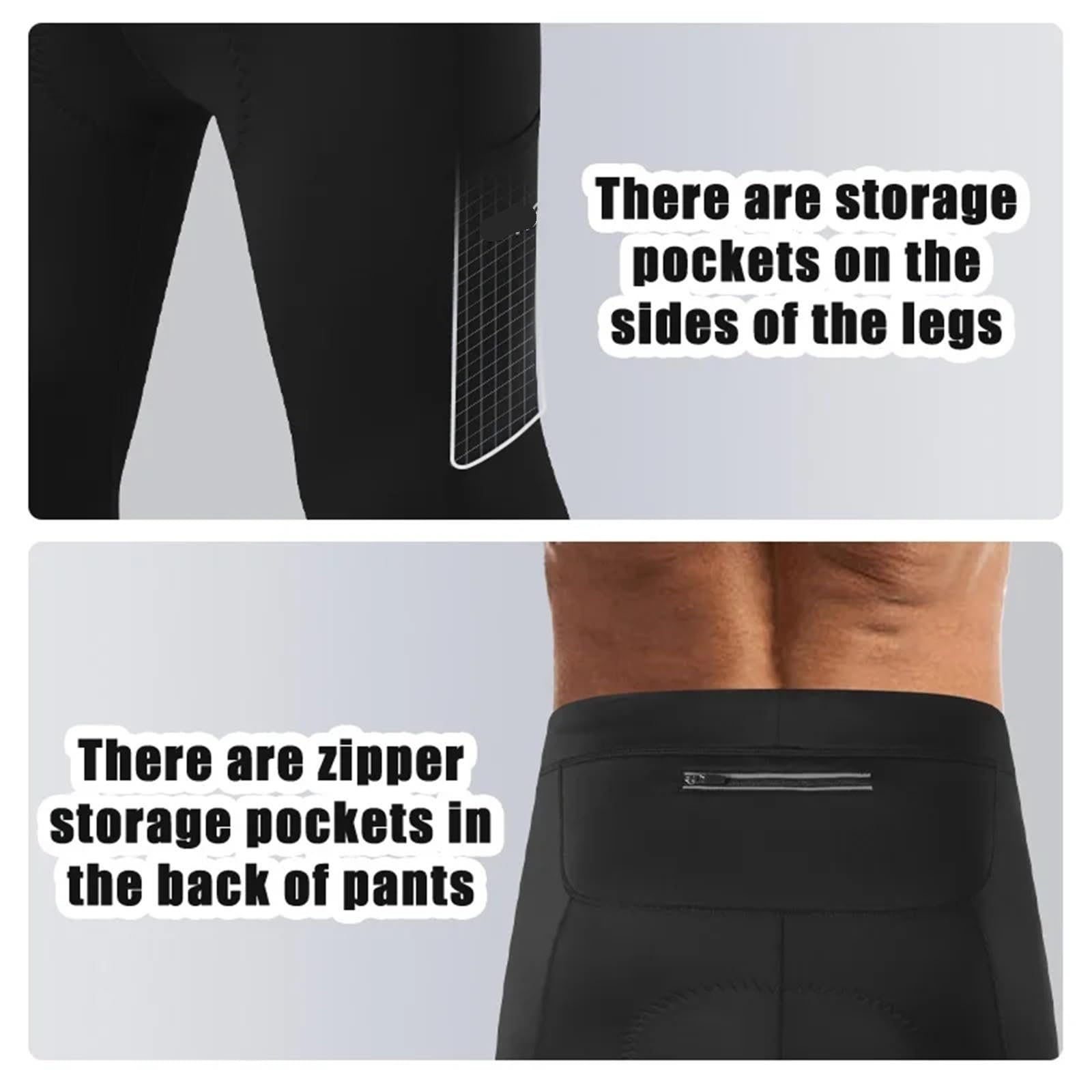 Pantaloni da Ciclismo in Pile Pantaloni da Ciclismo Uomo, Caldi e Invernali, con Tasche Posteriori, Imbottiti in Gel 5D, Pantaloni Lunghi