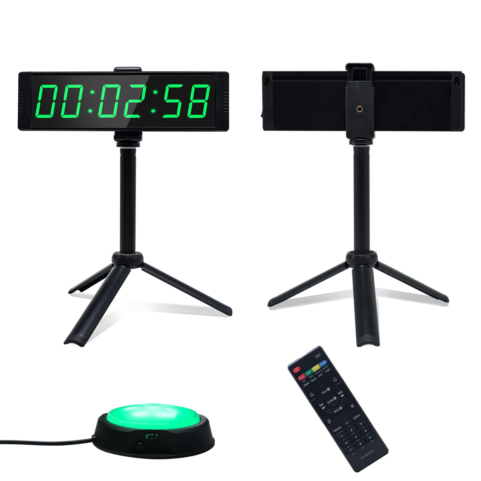 Timer per conto alla rovescia, con pulsante di avvio/arresto, cronometro digitale portatile con supporto, timer a intervallo, grande 12/24H, per allenamento, sport, casa, palestra