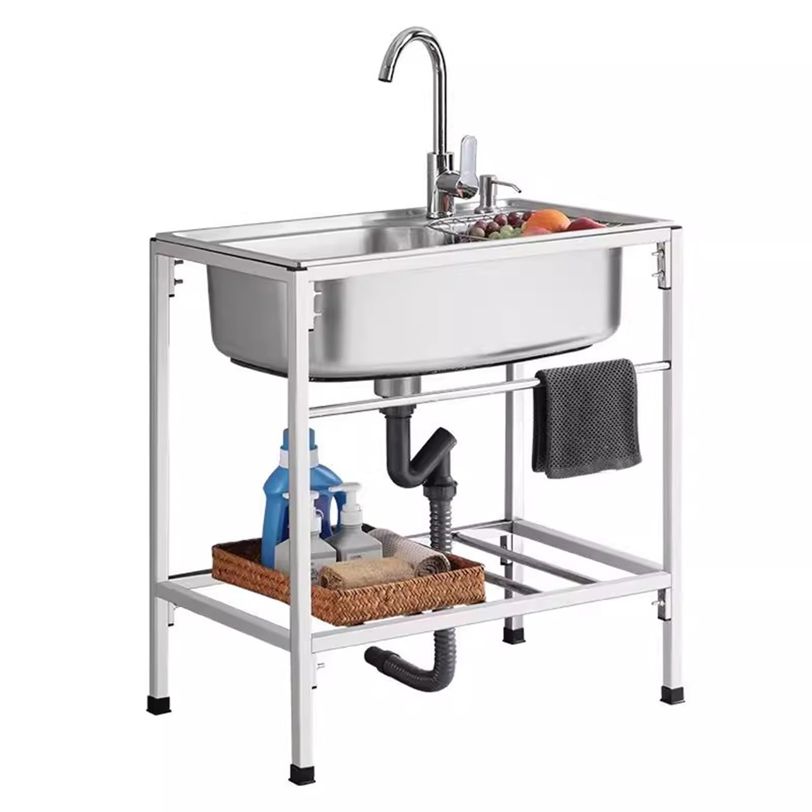 Lavello da Cucina,lavello Cucina in Acciaio Inox a Vasca Singola,lavello Indipendente,lavabo per Lavanderia,Garage,Cantina (75x45x75cm)