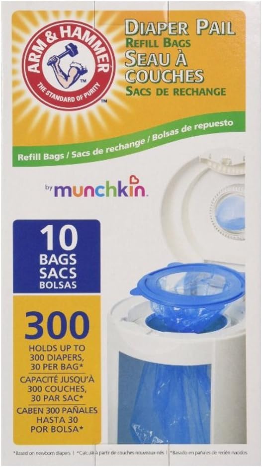 Munchkin Arm & Hammer Diaper Pail Refill Bags, 10Count by Arm & Hammer (English Manual