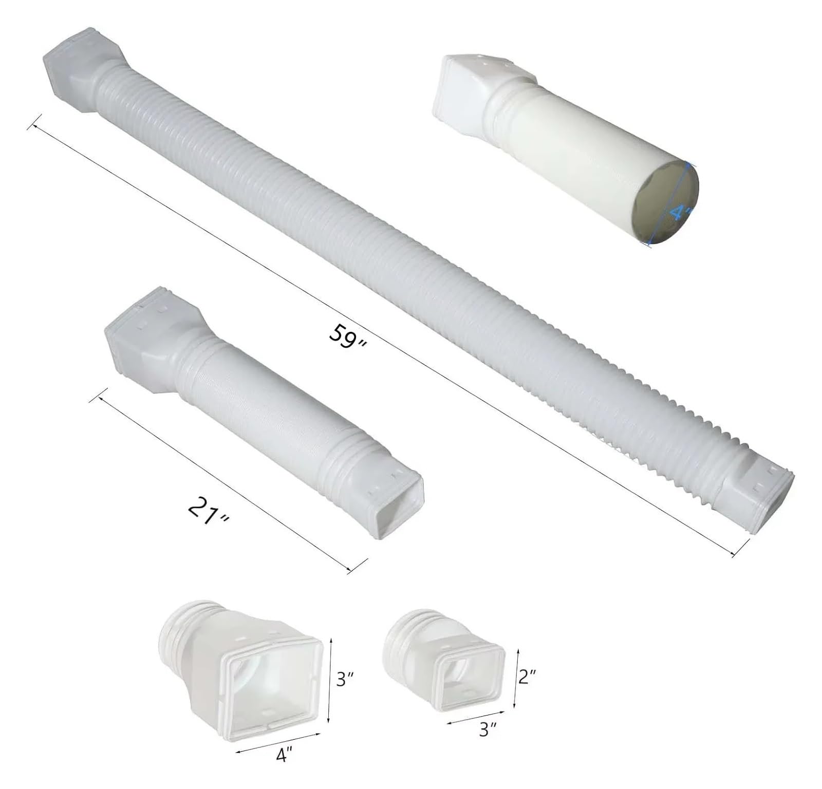 ExtensióN De CanalóN White-2pack Extensiones de bajante de canalón de lluvia Extensor de bajante de drenaje flexible Extensor de drenaje de bajante Conector de canalón