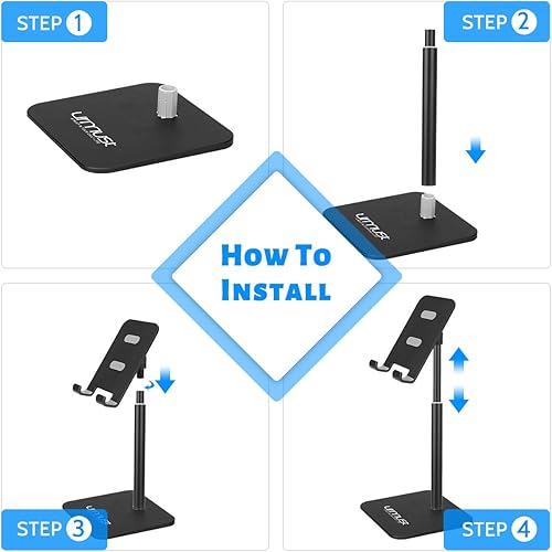 Miniatura 7 de Urmust Soporte de teléfono celular de ángulo de altura ajustable para teléfono de escritorio para oficina, compatible con iPhone 15, 14, 13, 12, 11