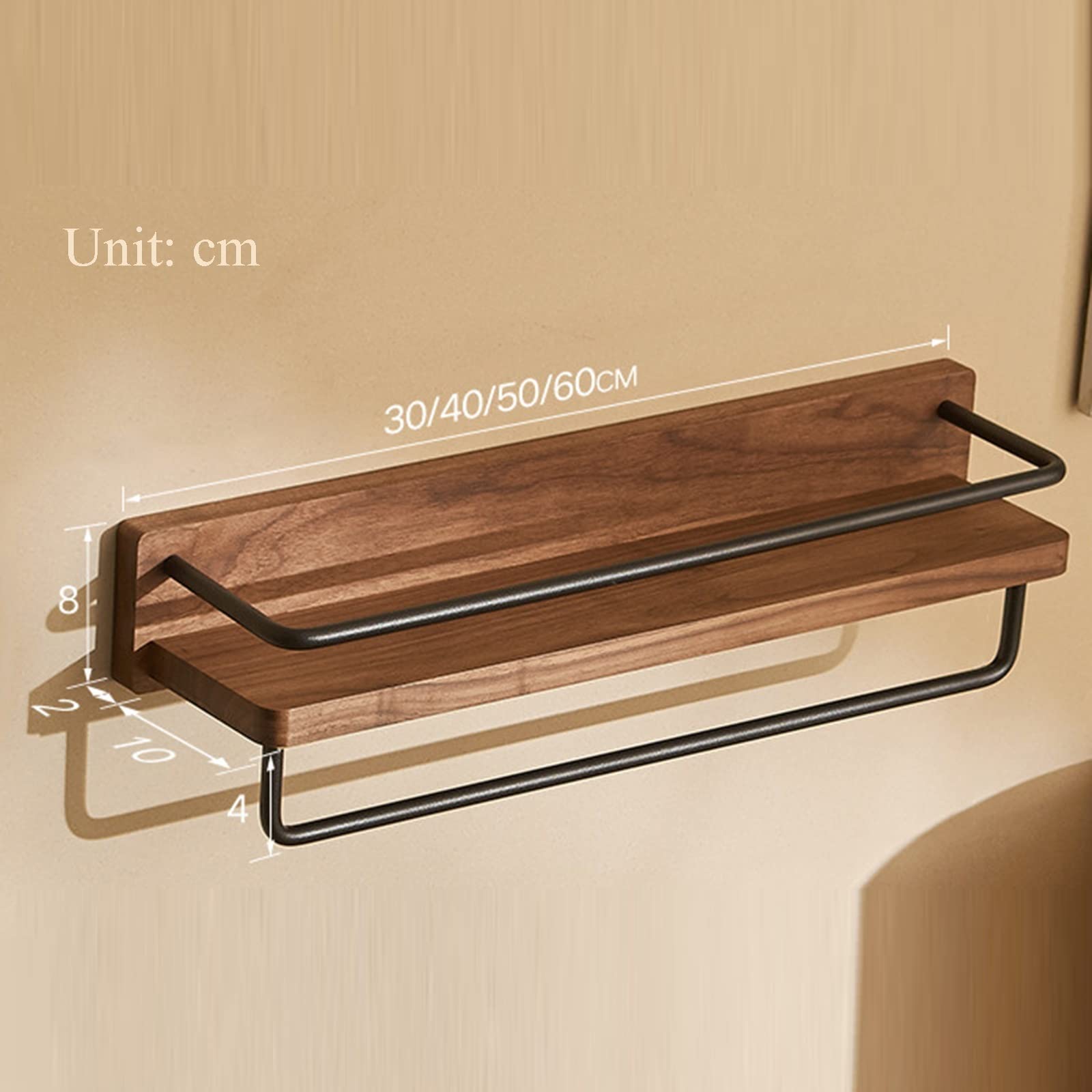 Ducha Caddy Estante De Ducha De Madera Estante De Ducha Adhesivo Montado En La Pared Sin Taladro Multifunción for Inodoro De Baño,A30cm (Size : B50cm)