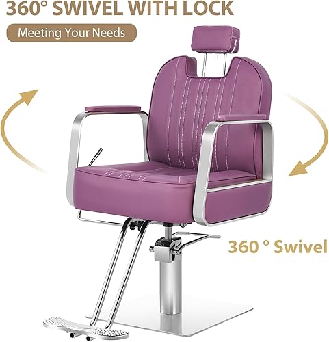 Miniatura 4 de Silla de salón para estilista, silla de peluquería para el hogar, silla de peluquería reclinable, silla de estilista con bomba hidráulica con