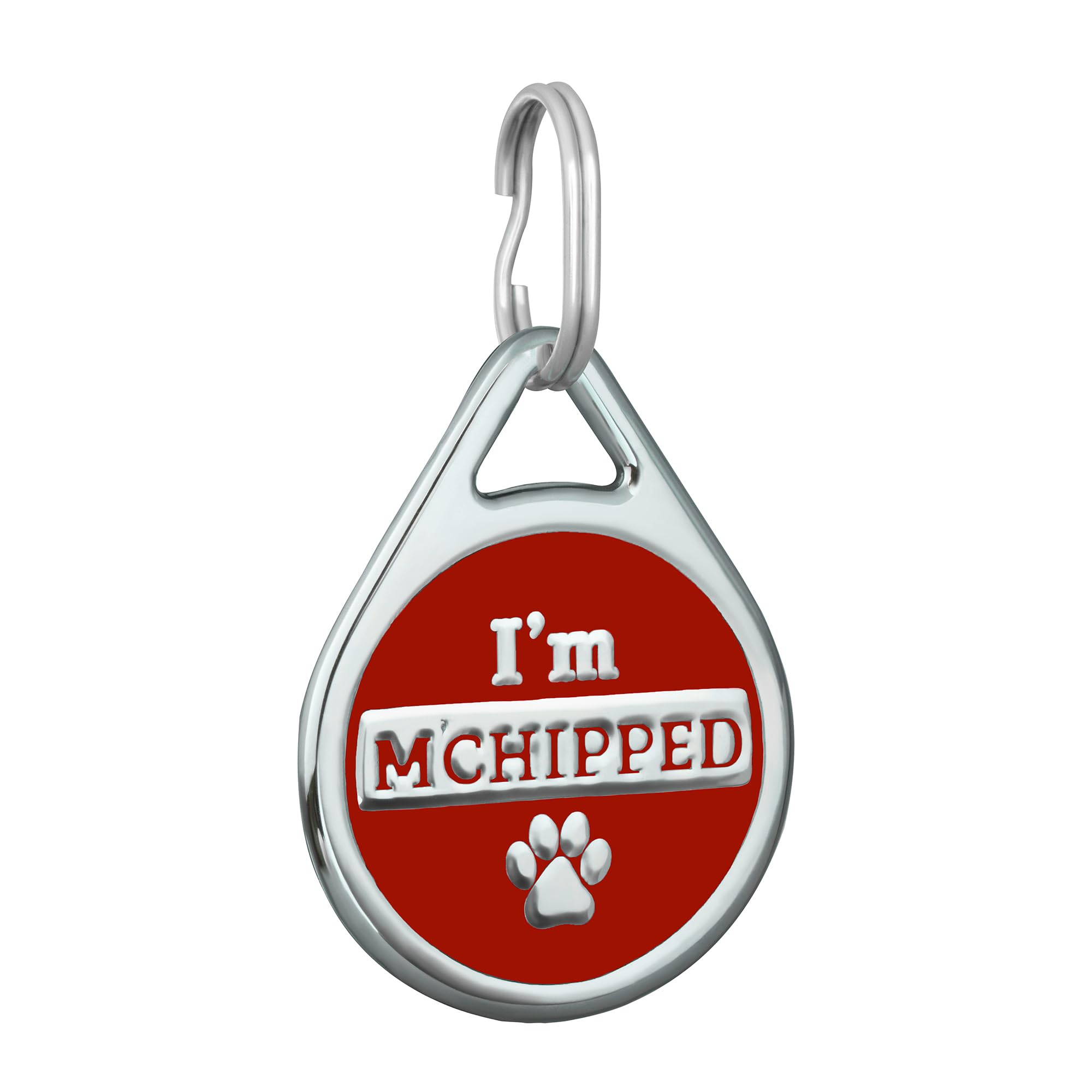 COOLDOGS I'm Microchipped Stainless Steel Enamel Pet ID Tags for Dogs and Cats, Personalized Dog Tag, Cat Tag, Pet Tag,Dog Name Tags, Cat Name Tags with Custom Deep Engraved ID (Red, Small)
