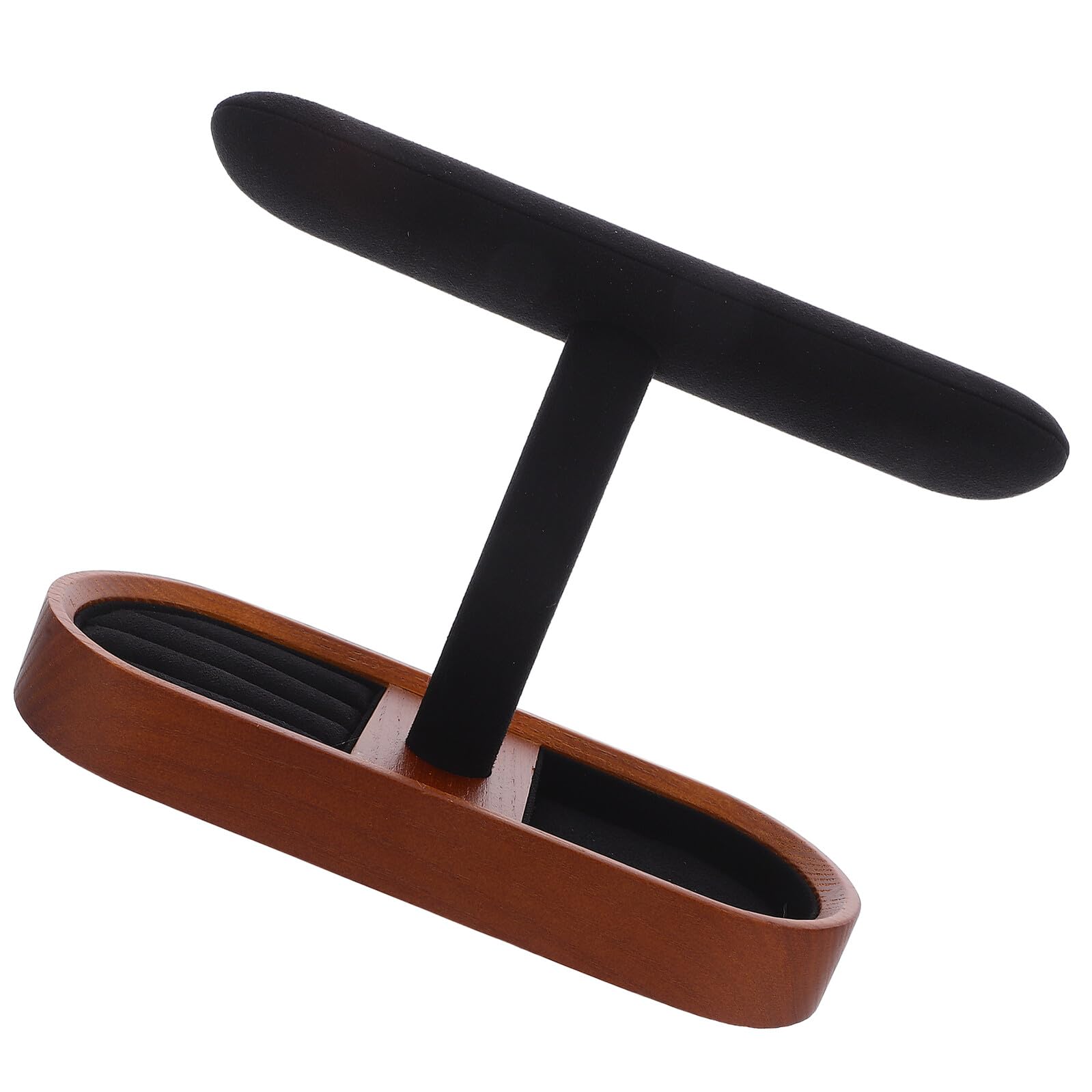 Housoutil Expositor de Relojes y Pulseras de Madera Maciza Negro Soporte Barra T Multifuncional para Anillos Gemelos y Brazaletes Organizador Versátil para Joyas Escritorio y Hogar
