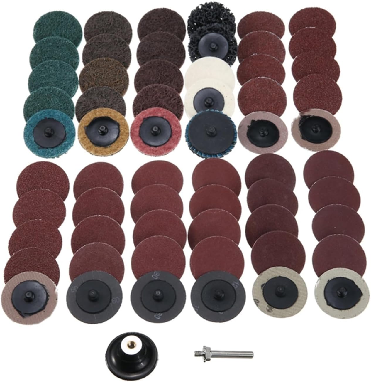 61Pcs 2inch 50mm Type R Roll Lock Sanding Discs Good Grinding Sanding Pads 24-240 Grit Mixed Set for Metal Polishing & Processing