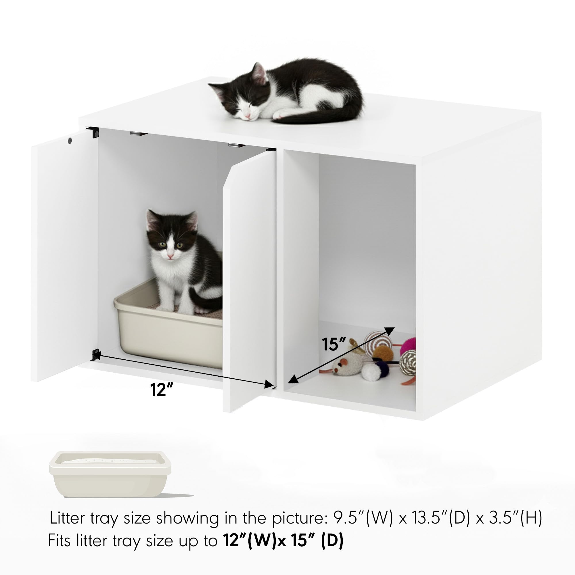 Furinno Peli - Mesa auxiliar pequeña con caja de arena, color blanco
