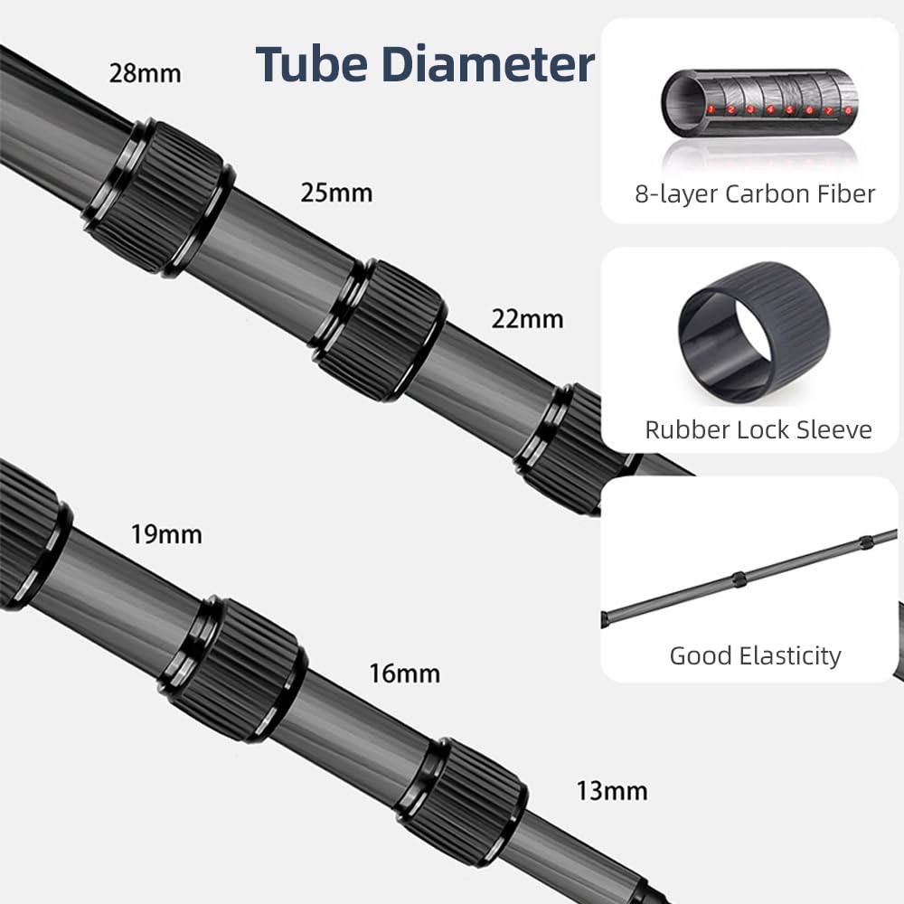 Andoer Brazo articulado para micrófono de Mano, Extensible, Poste articulado de Fibra de Carbono, Tornillo e Rosca de 1/4" con Agarre de Espuma, Negro, Moderno y Profesional