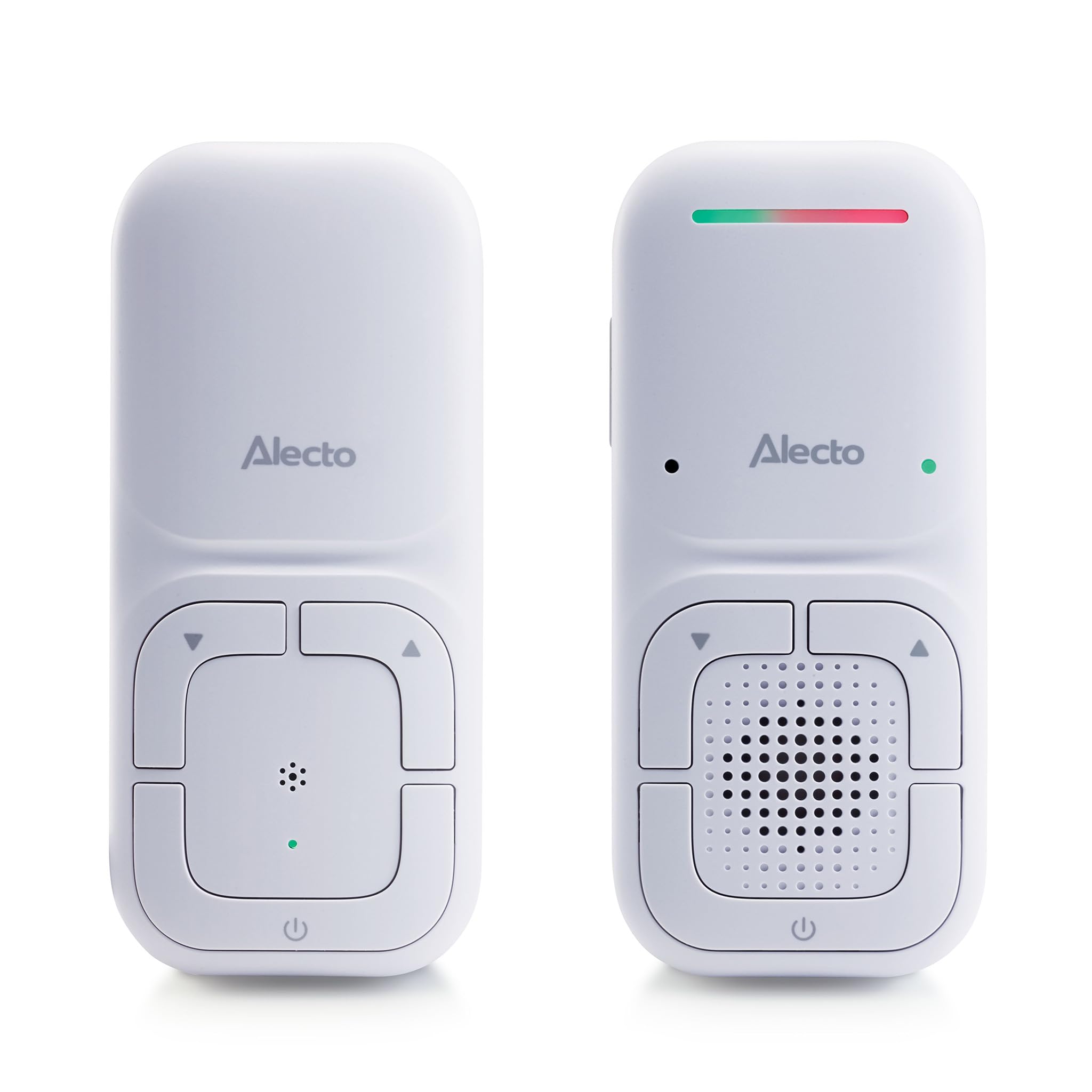 Alecto DECT Babyfoon - Audio Baby Monitor met 300m bereik - Baby Monitor Full ECO - Inclusief adapter en oplaadbare batterijen - 100% storingsvrij - Wit/Grijs