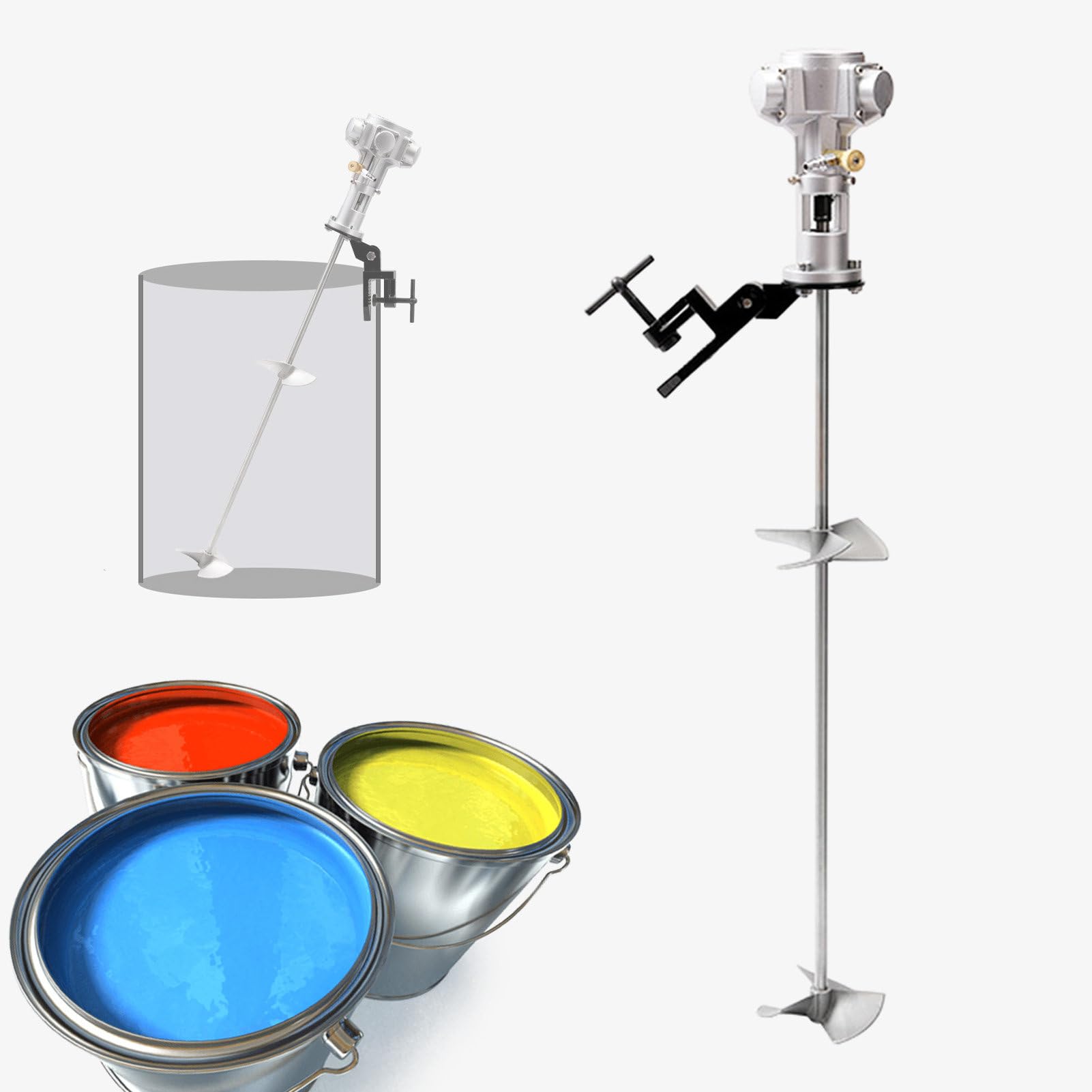 Miscelatore Pneumatico Industriale per Vernice - Agitatore d'Aria per fusti da 50/60 galloni, agitatore per fusti 50-2800 Giri/min, Lama in Acciaio Inossidabile, 1/2HP,50Gallon