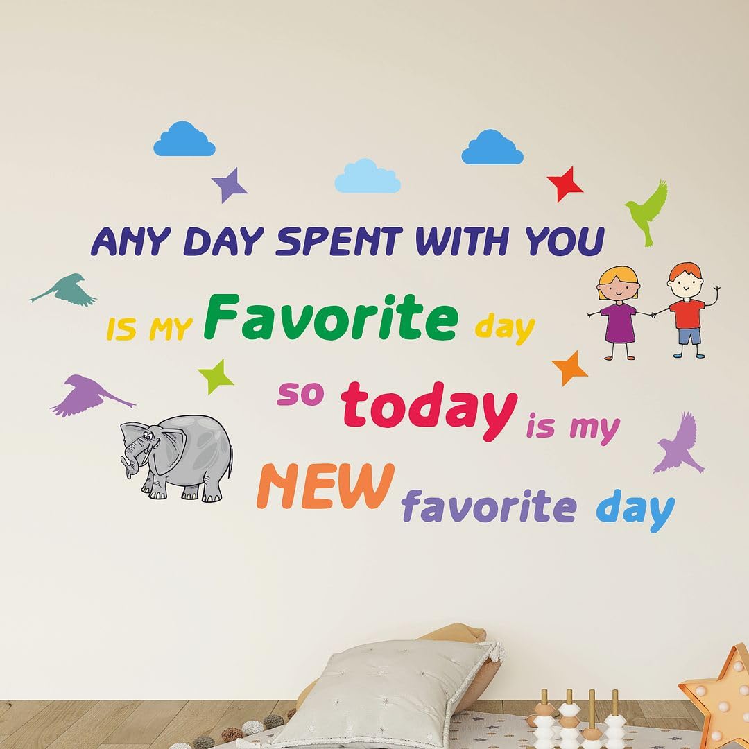 CVANU Today is My Favorite Day Positive Quote Printed on Vinyl Self-Adhesive Wall Sticker for Wall Decoration (19inchX32inch)_W511
