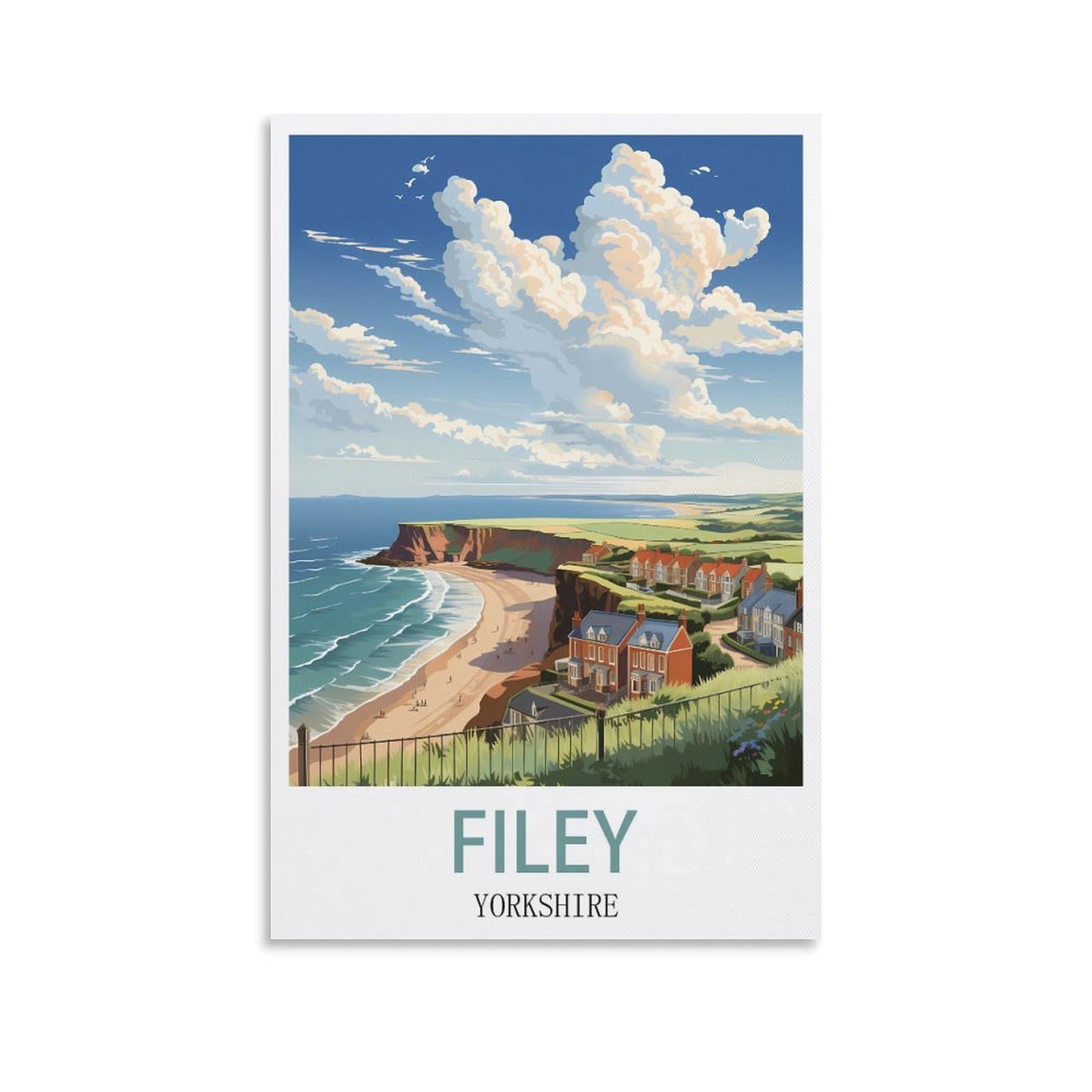Vintage Metal Tin Wall Sign Filey Yorkshires Art Plaque Poster Wall Decor for Home Tool Room Bar Club Restaurant Cafe 15x30cm