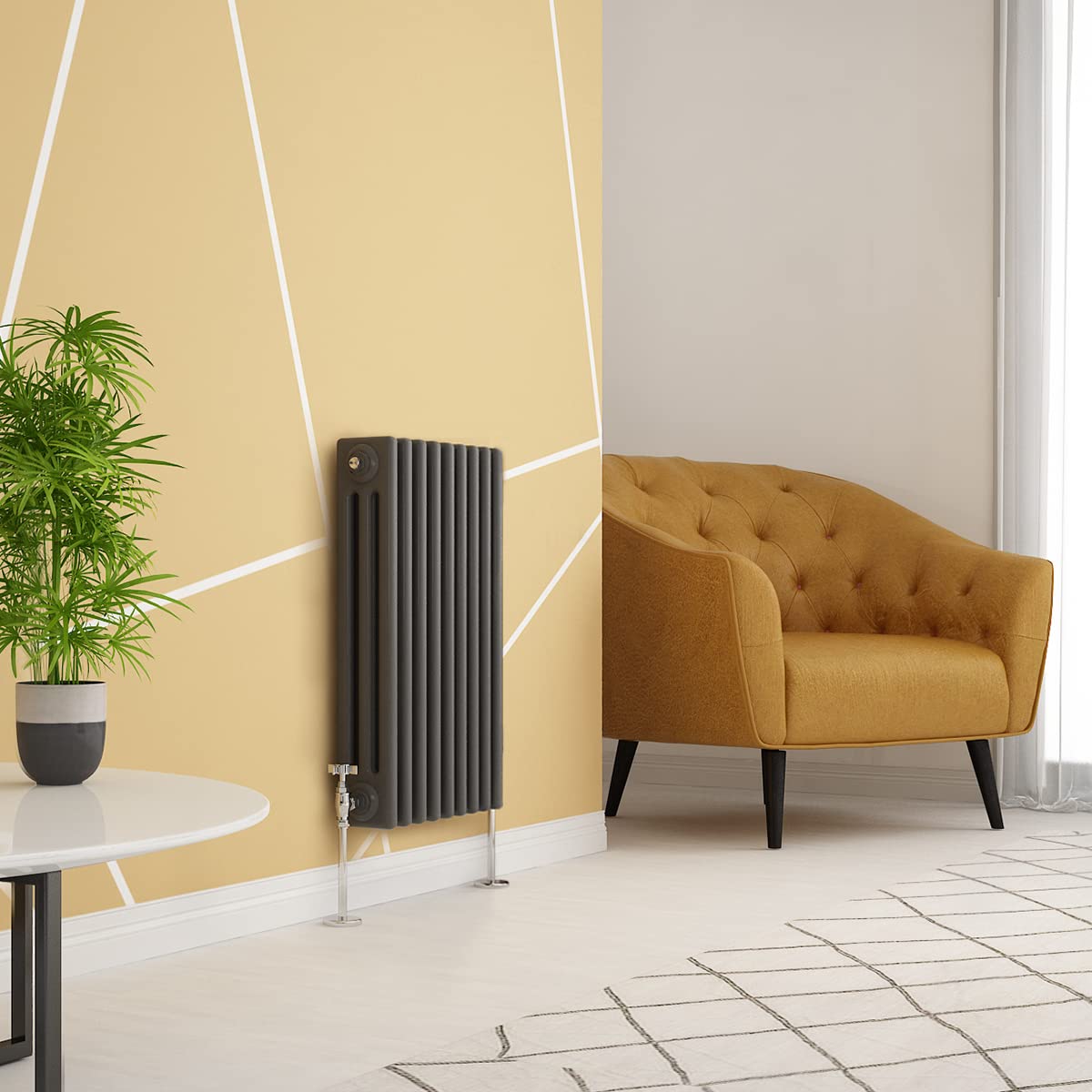 Warmehaus Traditional Radiator 3 Column Anthracite Horizontal 600x425mm