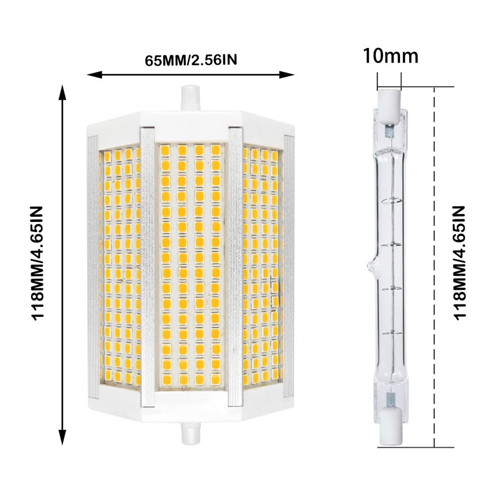1 szt. żarówka LED R7S, 118 mm ściemnialne światło robocze, 110 V – 230 V, 50 W LED corn, wymiana żarówki halogenowej (50 W 220-240V/Natural White 4000K)