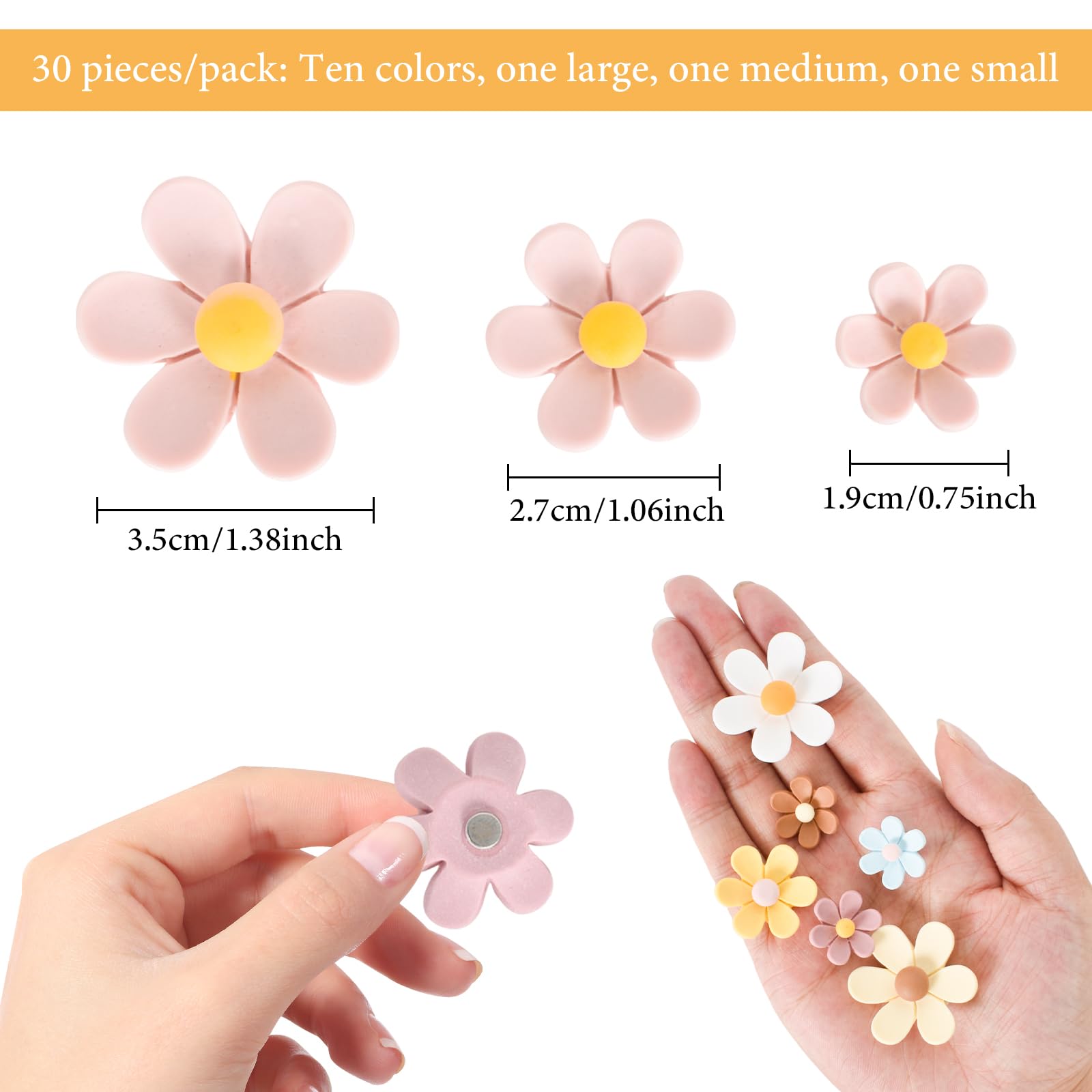 10 Magneti Frigorifero A Forma Di Fiore 3D - Forti, Colorati, Per Decorare Cucina, Ufficio O Lavagna - Resina Durevole - Foto 2