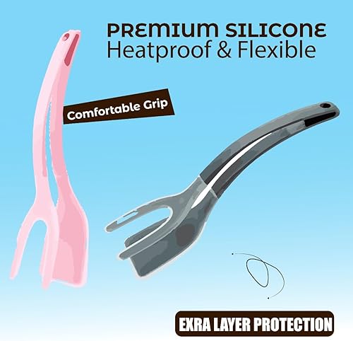 Miniatura 6 de Pinzas de silicona para cocina (juego de 2) Pinzas de cocina antiadherentes resistentes al calor 2 en 1 para panqueques, pescado, huevos y más