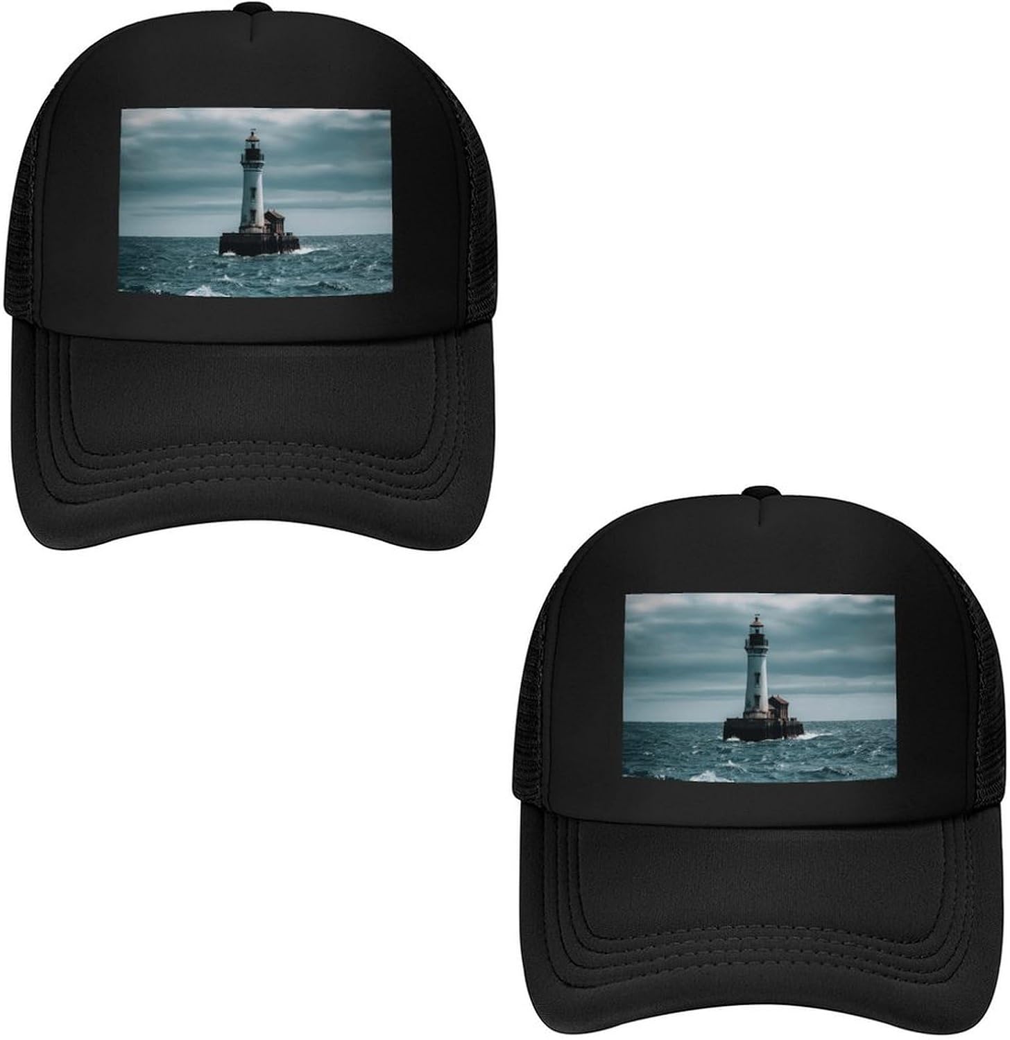 Quick Dry Lighthouse Ocean Baseball Cap Personalized Adjustable Trucker Caps Breathable Outdoor Mesh Snapback Hats image 5