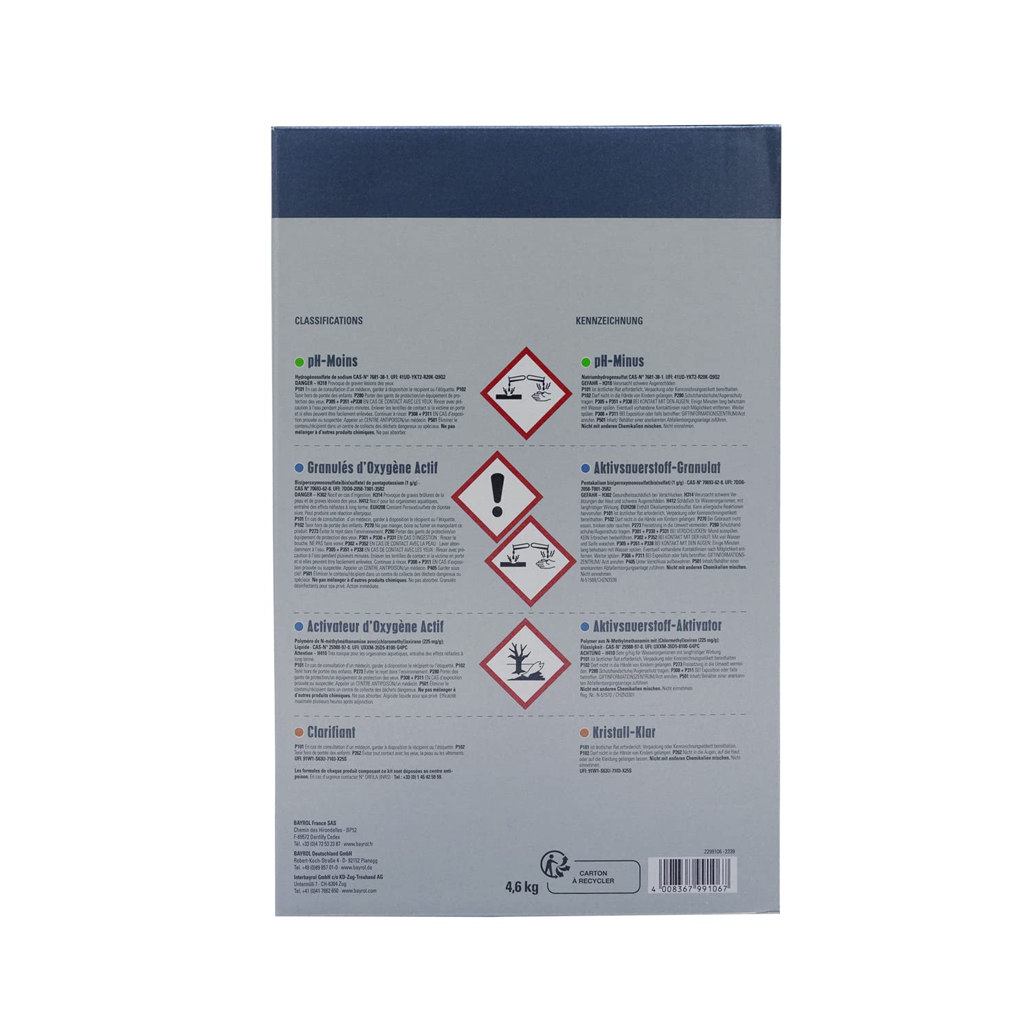 BAYROL SpaTime KIT d'entretien O2 (OXYGENE Actif) - 4,6kg | Coffret de Traitement et Entretien Complet - Désinfection Régulière et Choc sans Chlore - Oxygène Actif + 10 Tests HPS OFFERTS 6 en 1
