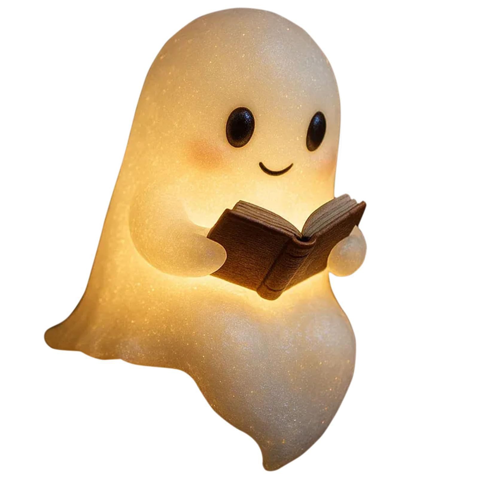 Gruselige Tischlampe Halloween LED Nachtlicht mit süßen Geistern Schlafzimmer Lesen süße Geister Leselampe Harz Schreibtischlicht, 15 * 11.5 * 21 cm