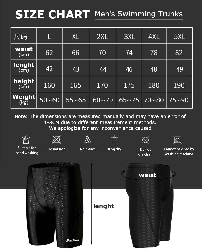 Proberos® Men's Swimming Trunks - Quick Dry, Stretchy Polyester with Compression Fit, Close-Fit Swim Shorts for Training, Beach & Pool (XL, Black) - Image 6 thumbnail