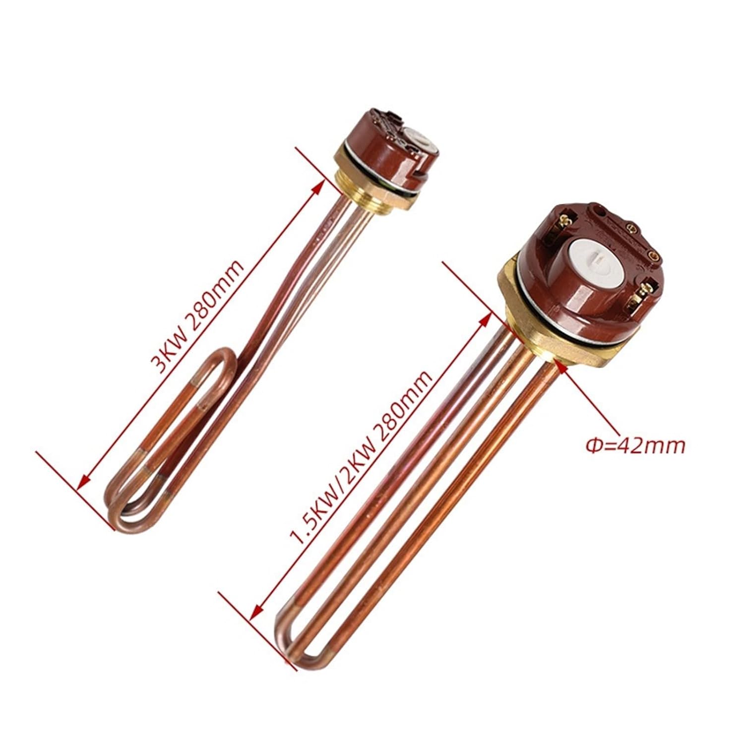 DN32 1 1/4" Water Heating Element with Thermostat 220V Immersion Heater with Temperature Controller 1.5kw/2kw/3kw(U Type,2000w)