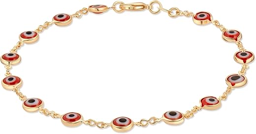 Barzel 18k Gold Plated Evil Eye Anklet Bracelet – Made In Brazil B07N8HYML4