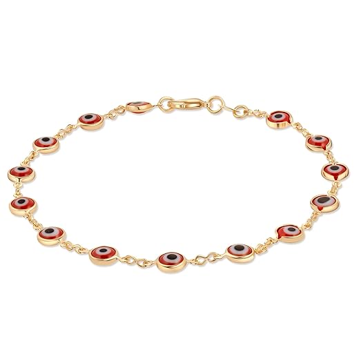 Barzel 18k Gold Plated Evil Eye Anklet Bracelet - Made In Brazil