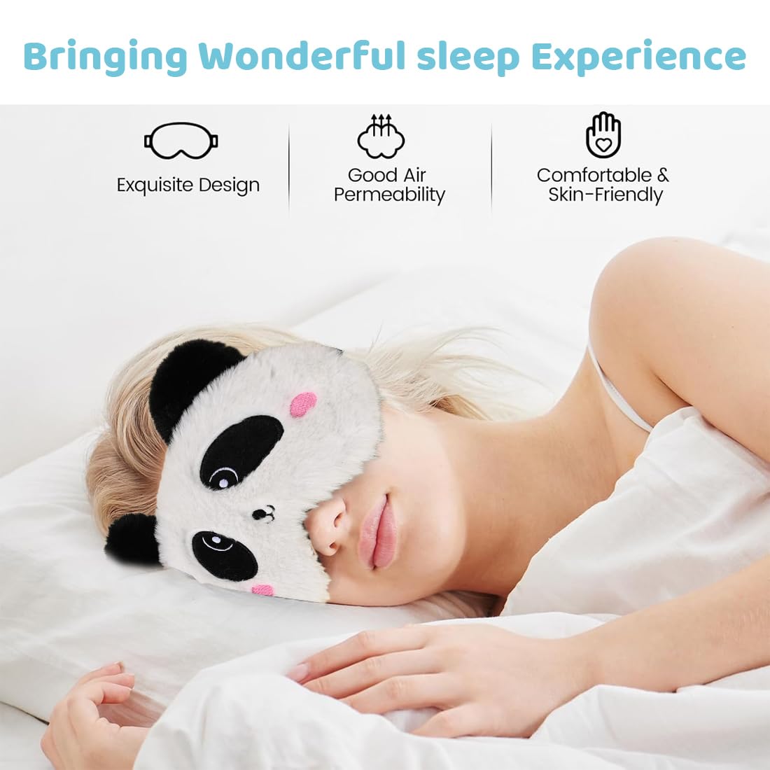2 Maschere Per Dormire 3D In Peluche - Versione Panda E Unicorno - Morbide Per Bambini E Adulti