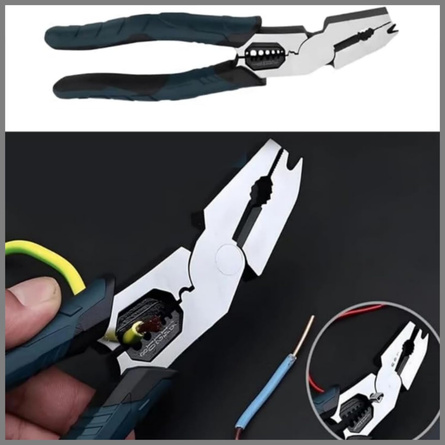 Upgraded Industrial-Grade Multi-Function Cutting Pliers,High-Leverage Chromium-Vanadium Steel Pliers,9-in-1 Heavy-Duty Wire Stripper Cutter Crimper Nail Puller for Electrical,DIY & Home Repair (2PCS)