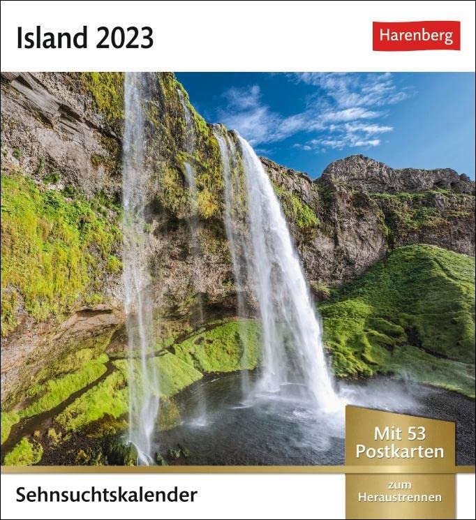 Island Sehnsuchtskalender 2023. Fernweh in einem kleinen Kalender zum Aufstellen. Die schönsten Landschaften Islands als Postkarten in einem Tischkalender.: Wochenkalender mit 53 Postkarten